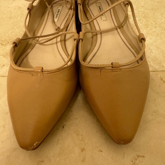 Zara Lace-Up Ballet Flats | Chic Tan Nude | Worn Once EU 37 - Picture 7 of 7